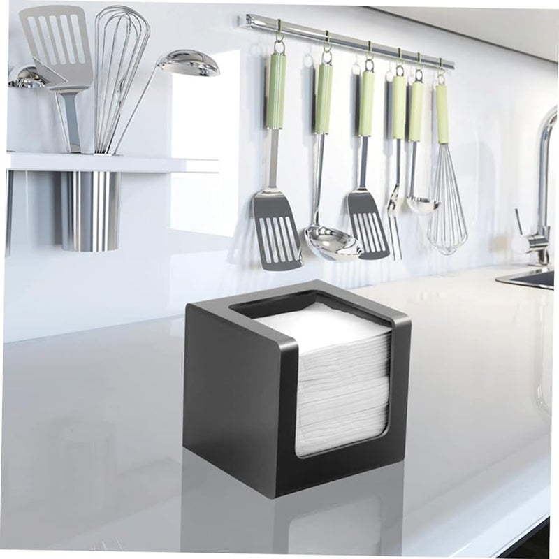 حامل علبة المناديل الأكريليك الأسود الحديث بقاع مغناطيسي لديكور المنزل والمكتب - Image 5